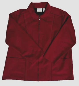 ALFRED DUNNER roter Wildlederimitat Langarm Blazer Jacke ~ Reißverschluss/Taschen ~ Damen 20 W - Bild 1 von 8
