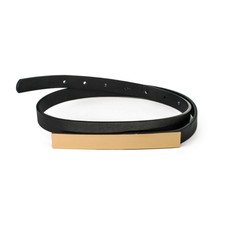 Stylish Womens Ladies Black Skinny Waist Belt Shiny Metal Buckle Fashion Party