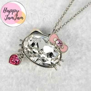 SWAROVSKI Hello Kitty Stone Pendant Crystal Necklace 5051589 Heart Charm 2015 - Picture 1 of 7