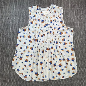 Anthropologie Maeve Top Blouse Womens 8P Fragola Strawberry Ruffle Cottage Soft - Picture 1 of 18