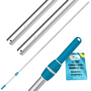 U.S. Pool Supply 15ft Aluminum Telescopic Swimming Pool Pole, Twist Locking Cams - Picture 1 of 5