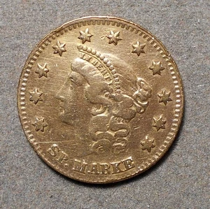 Game Counter: Fuld & Rulau Fiv-2*, $5 gold size, * plain edge – not reeded, bras - Picture 1 of 2
