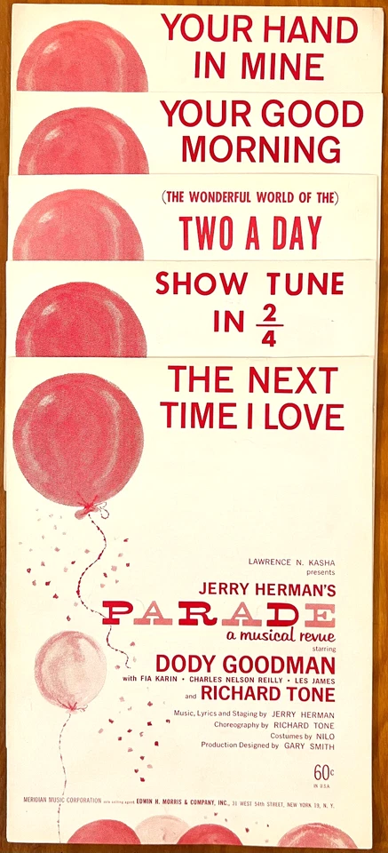 Cinco 1960 Jerry Herman Floppish Broadway Musical partituras Desfile Foto 1 de 1