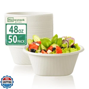 Cuencos desechables de 48 OZ - Cuencos de papel compostables de alta resistencia, aptos para microondas L - Imagen 1 de 5