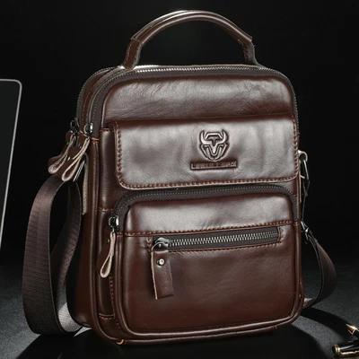 LEBULLBRO Hombres Cuero Genuino Bandolera Bandolera Negocios Oficina Bolso Foto 1 de 4