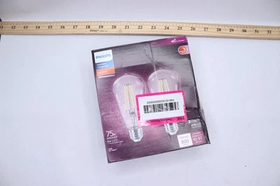 (2-Pk) Philips LED Vintage Flicker-Free ST19 Bulb 8W Clear Soft White 2700K - Image 1 of 4