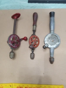 Vintage Handbohrer Menge 3 Handwerker - 2 Eierschläger 1 # 655 Werkzeuge Schmied - Bild 1 von 10