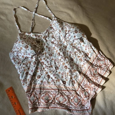 Y2K No Boundaries Floral Lace Babydoll Cami Bandana Top XL 15-17 Spaghetti Strap - Image 1 of 4