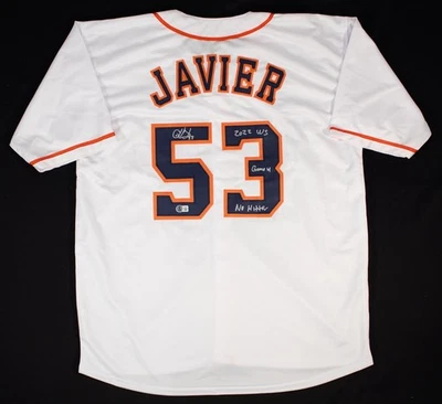 Cristian Javier inscribed "2022 WS Game 4 No Hitter" Signed Custom Jersey BAS - Image 1 of 3