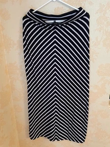 THE LIMITED MAXI Skirt Women Sm Navy Stripe Pullon Stretch Elastic Waist Chevron - Picture 1 of 6