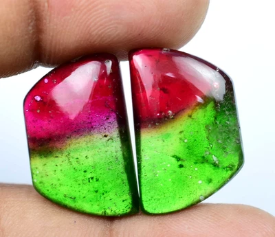 32.00 Ct Pair Of Watermelon Beautiful Tourmaline Gemstone Certified Jewelry Use - Image 1 of 4