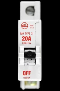 BILL 20 AMP TYP 3 M9 MCB SCHUTZSCHALTER 3T201 ROT - Bild 1 von 7