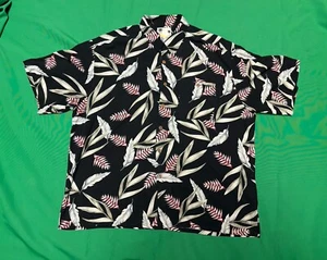 Banana Cabana Mens 2XL 100% Tropical Silk Floral Fern Short Sleeve Shirt XXL - Picture 1 of 5