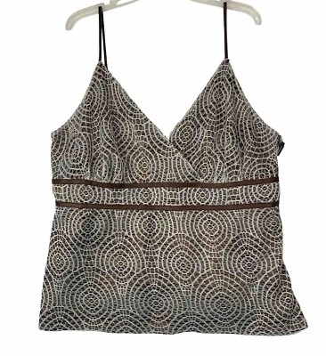 DAISY FUENTES Mujer 2X Top Bandolera Espresso Crema Espaguetis Correa Encaje Foto 1 de 4