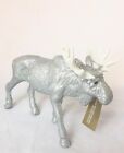 New Christmas Silver Glitter Moose Medium Holiday Decor Mantelpiece Topper
