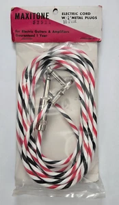 Cavo strumento-chitarra vintage 1/4" bianco con spine angolari Rt nere MAXITONE NIP - Foto 1 di 2