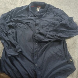 The North Face Herren XL belüftetes Nylon Outdoor Wander Hemd Navy Gorpcore Knopfleiste - Bild 1 von 8