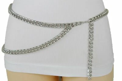 Cinturón de moda con cadena de metal plateado para mujer colección primavera verano talla grande XL XXL Foto 1 de 4
