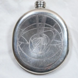 1930s Charles Rennie Mackintosh Art Deco Pewter Hip Flask UK - Picture 1 of 5