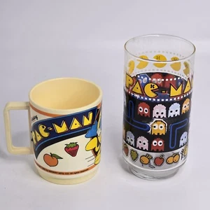Pac-Man Drinking Glass And Cup Bally Midway Arby's Collectors Series Vintage - Picture 1 of 13