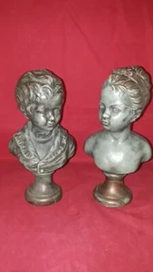 PAAR VINTAGE ALEXANDER BACKER CO. VIKTORIANISCHER JUNGE MÄDCHEN KREIDEGESCHIRR BÜSTEN 9" HOCH - Bild 1 von 5