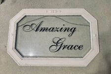 Handmade Large Glass Wall Hanging with Wood Frame - Amazing Grace