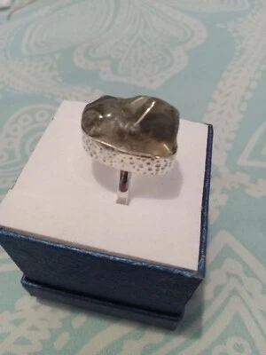 Anillo artesanal artesanal de moctezuma prasiolita de 13,20 quilates en ley talla 7 Foto 1 de 4