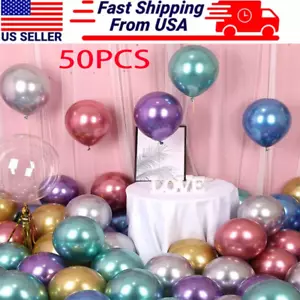 50Pcs 10" Mixed Metallic Color Latex Balloons Celebration Party Wedding Birthday - Picture 1 of 8