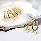 Claw Earrings Gold 14k Plated Rhinestone Crystal Illusion Studs Ladies & Boxed