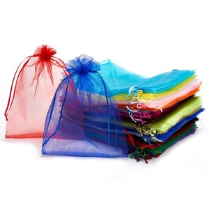 100 PZ 6X9 Pollici (17X23 CM) Trasparente Coulisse Organza Sacchetto Regalo Sacchetto Gioielli Pa... - Foto 1 di 3