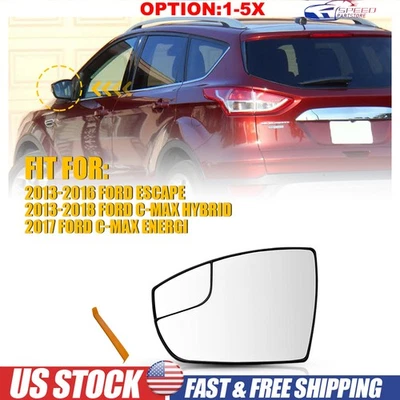 Non-Heated Door Mirror Glass for 2013-2018 Ford C-Max Hybrid Driver Side 1-5x - Image 1 of 4