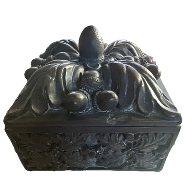 装饰盒小花橡子树脂饰品盒子和盖子复古灵感 — 第 1/4 张图片