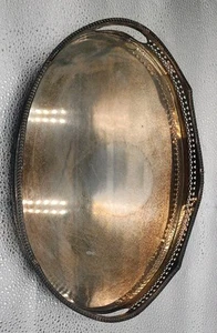 William Adams Ruffled Silverplate 14" Footed Oval Gallery Tray Sheffield England - Picture 1 of 9