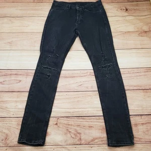 Ksubi Jeans Mens 32 Black Skinny Slim Van Winkle Marbled Button Fly Denim 33x33 - Picture 1 of 13