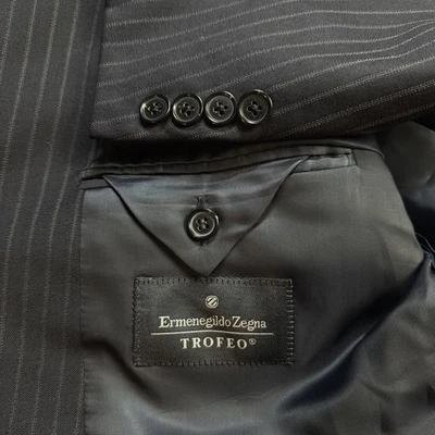 Chaqueta Blazer Ermenegildo Zegna Current 48 R Azul Marino Rayas 3 Botones Suave Foto 1 de 4