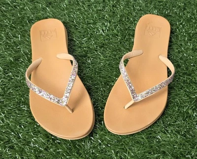 Сандалии-шлепанцы Reef Stargazer желтовато-коричневые стринги блестящие размер 6 6,5 - Изображение 1 из 4