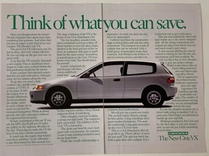 1992 Honda Civic VX Two Page Print Ad Think - Picture 1 of 3