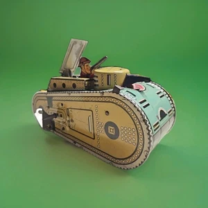 NF/F VINTAGE 1937 Marx and Company Tin Windup WW1 Doughboy Tank - 10" - WORKS - Picture 1 of 8