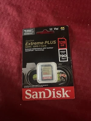 SanDisk Extreme Plus SDXC UHS-I Card (128GB) 190 MB/S SPEED - Image 1 of 2