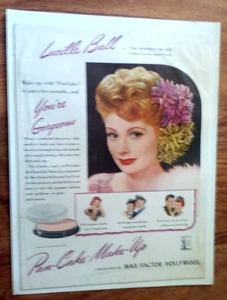 1944, Lucille Ball, Anzeige "Max Factor Make Up" (selten / Vintage) - Bild 1 von 3
