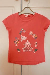 John Lewis Girls Orange T Shirt Aged 7 Years - Picture 1 of 6