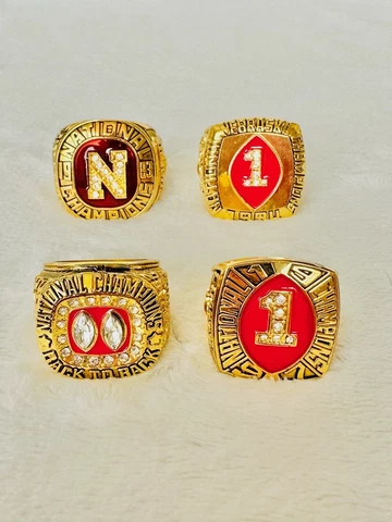 4 PCS Nebraska Cornhuskers 18k GP Championship Ring Set, US SHIP Cover