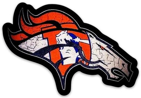 Denver Broncos Logo with Bronco Head Mascot Type Die-Cut MAGNET Cover