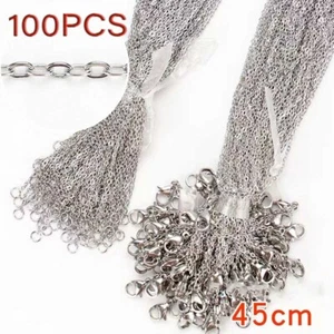 100pcs Wholesale Stainless Steel Silver Tone Necklace for DIY Jewelry Chains - Picture 1 of 9