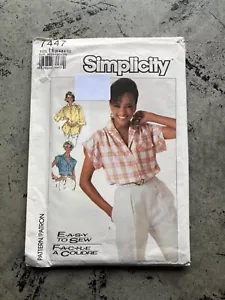 Camisa Simplicity Patrón de Costura 7447 Misses en 2 Longitudes Talla 6-10 * SIN CORTAR - Imagen 1 de 2