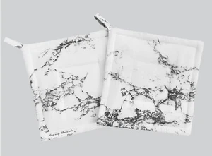 Potes de microfibra suave gris oscuro de imitación mármol - besa al cocinero - decoración de cocina - Imagen 1 de 1