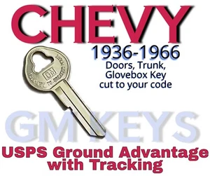 1936-1966 GM Chevy Chevrolet Doors Trunk GB Key Cut to Code 8751-9000 - Picture 1 of 3