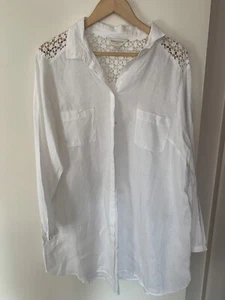 Monsoon White Linen Long Sleeve Shirt ~ NWOT ~ Sz UK 18 - Picture 1 of 4