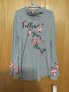New Self Esteem Outfit “Follow Your Heart” Grey/Black/Pink Flowers - Child Small - Picture 1 of 6