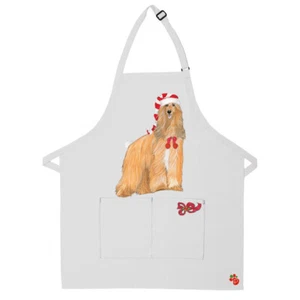 Afghan Hound Dog Christmas Apron Two Pocket Bib Apron with Adj Neck - Picture 1 of 1